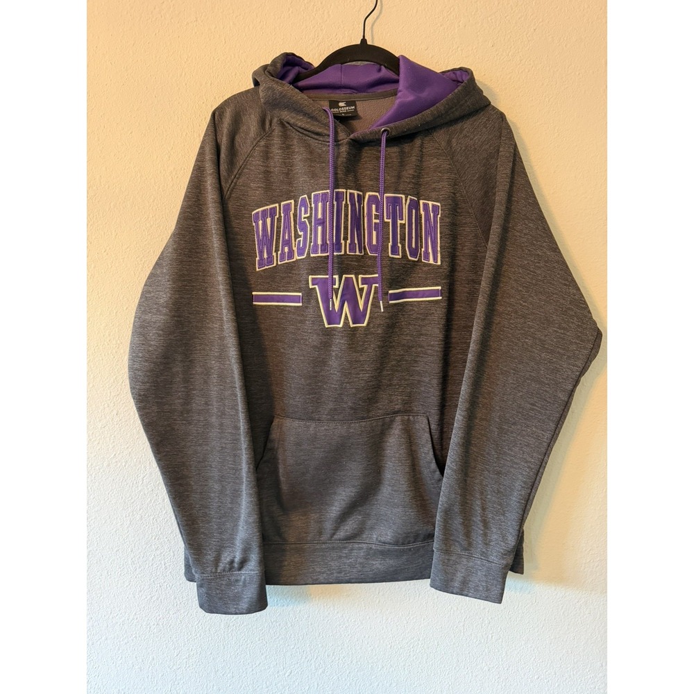 Washington Huskies Hoodie Small Mens Gray Long Sleeve Pullover Sweatshirt OVB